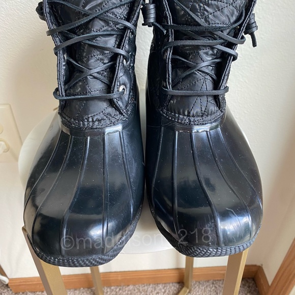 Sperry Saltwater Nylon Quilted Duck Boot Black size 9 women’s Side Zip size 9 - Picture 6 of 11